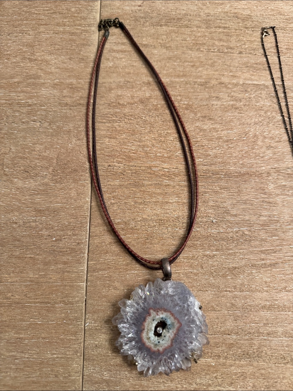 Handcrafted Lavender Crystal Geode Pendant Necklace - Unbranded